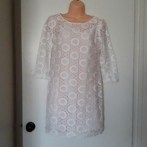 Chic TRINA TURK NWOT White Lace Shift Dress Made in USA